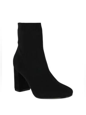 New in Box MIA Erika Black Stretch-Knit Sock Bootie Knit Ankle Bootie Block Heel